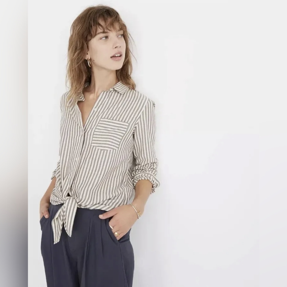 Madewell Tie Front Shirt in Maitland Stripe